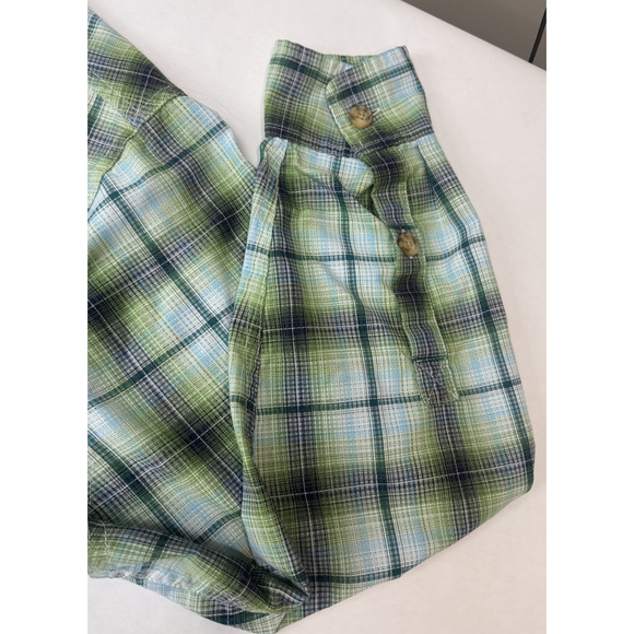 Duluth Trading Conpany Plaid Button Shirt Green Blue Locker Loop Tabbed Medium - Picture 8 of 9